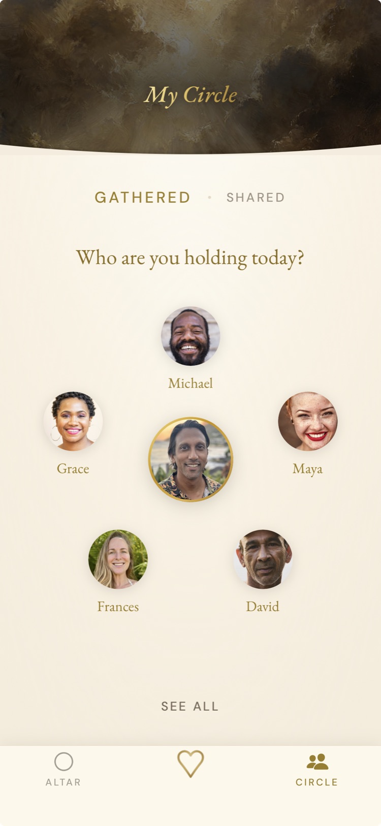My Circle in Realize — a quiet constellation of the people you hold close.